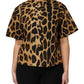 Dolce & Gabbana Brown Leopard Short Sleeve Collared Polo Top