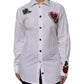 Dolce & Gabbana White Cotton Floral Embellished Shirt Top
