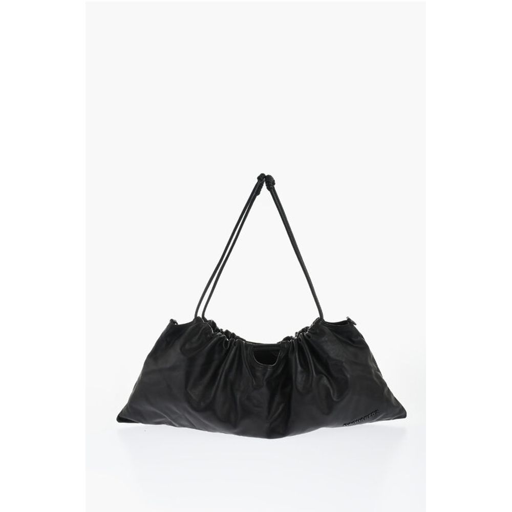 Leather Handbag with Drawstring