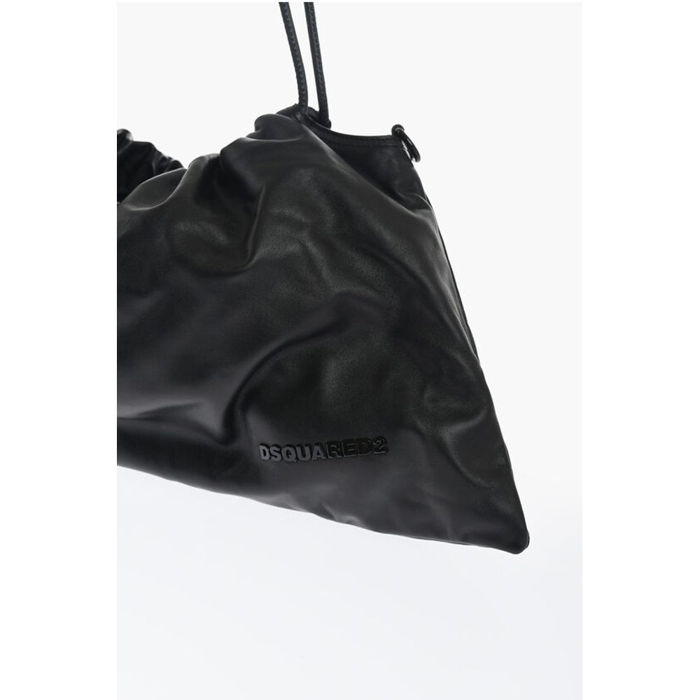 Leather Handbag with Drawstring
