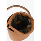 Leather Bucket Bag with Embroidery Flowers
