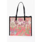 Floral Patterned Tote Bag with Leather Trims