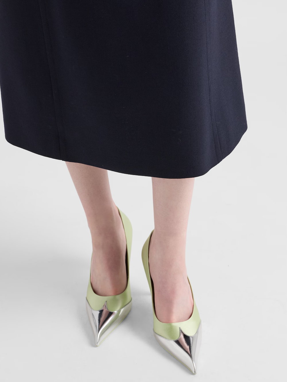 Satin And Metallic Leather Pumps