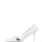 Prada Satin And Metallic Silver Leather Pumps