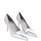 Prada Satin And Metallic Silver Leather Pumps