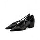 Prada Black Leather Cut-Out Pumps 55