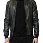 Dolce & Gabbana Black Lambskin Leather Biker Full Zip Jacket