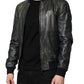 Dolce & Gabbana Black Lambskin Leather Biker Full Zip Jacket