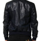 Dolce & Gabbana Black Lambskin Leather Biker Full Zip Jacket