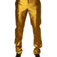 Dolce & Gabbana Yellow Silk Tapered Dress Men Pants