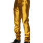 Dolce & Gabbana Yellow Silk Tapered Dress Men Pants