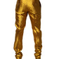Dolce & Gabbana Yellow Silk Tapered Dress Men Pants