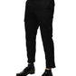 Dolce & Gabbana Black Cotton Dress Slim Formal Pants