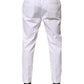 Dolce & Gabbana White Cotton Dress Slim Formal Pants