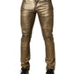 Dolce & Gabbana Gold Tattered Cotton Stretch Slim Denim Jeans