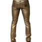 Dolce & Gabbana Gold Tattered Cotton Stretch Slim Denim Jeans