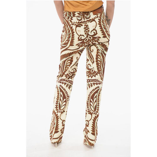 5-Pocketed Floral Patterned Denim Pants