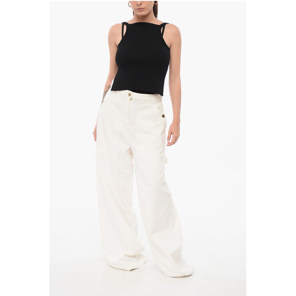 Herringbone Cotton Palazzo Denims