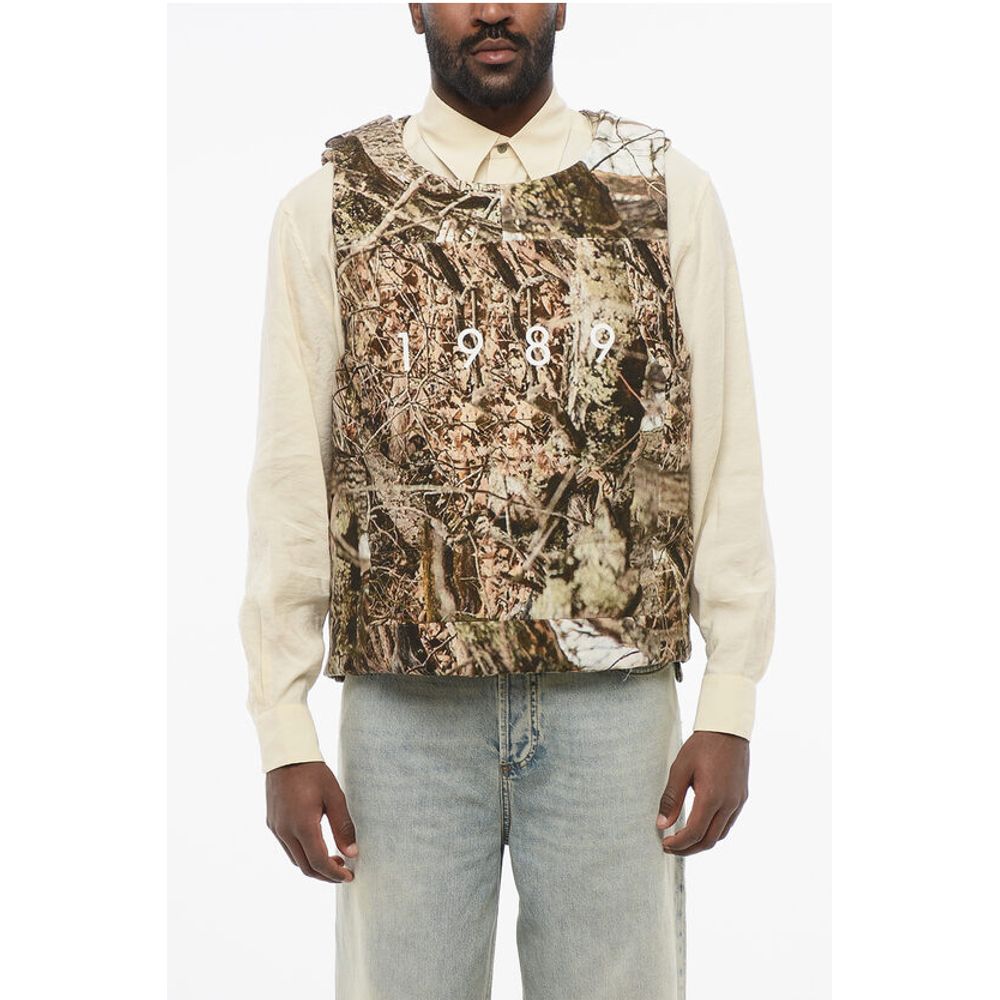 Printed Cotton CAMOUFLAGE Padded Vest with Velcro Closure