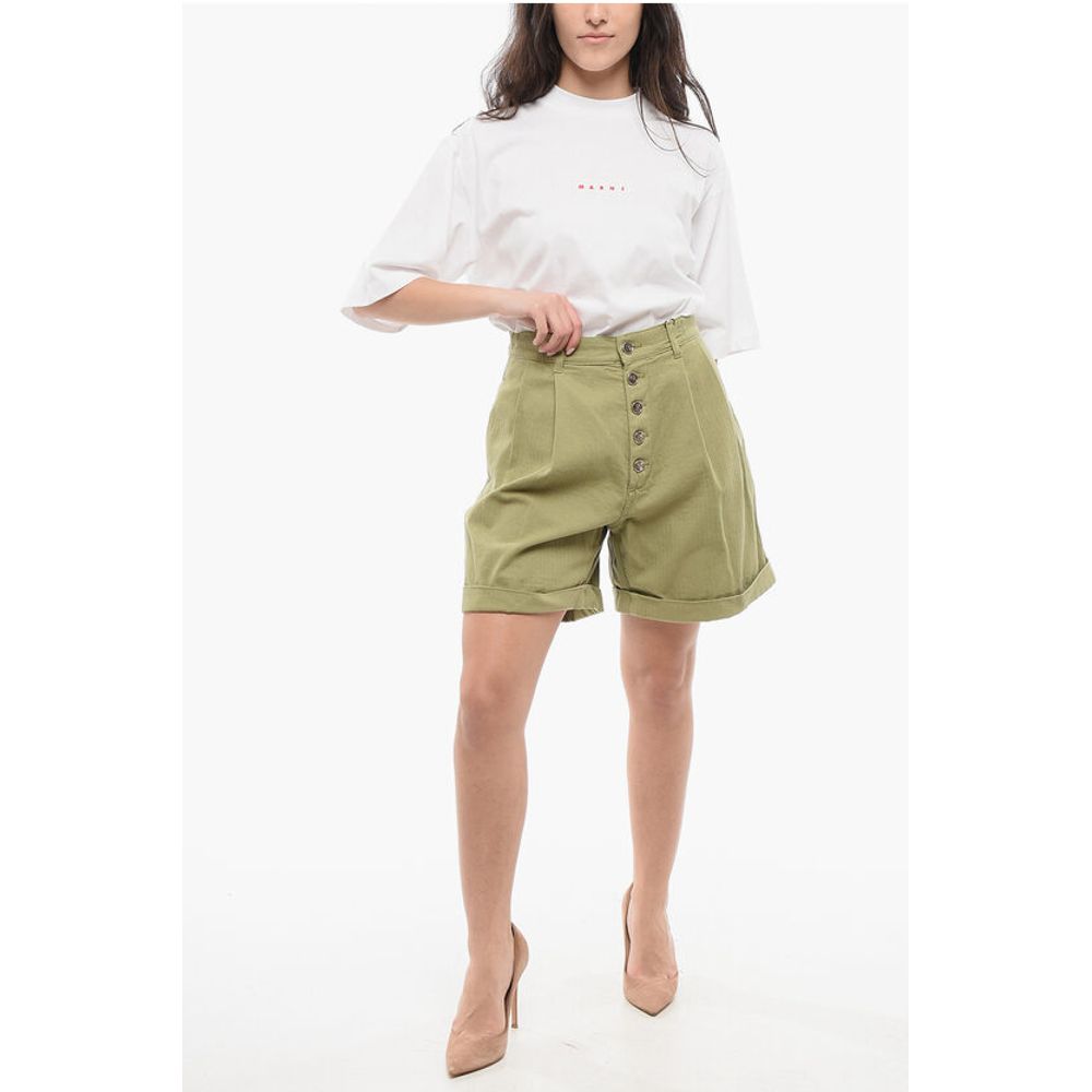 Pleated High-waisted Shorts