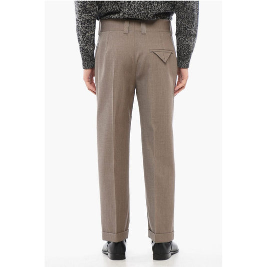 Twill Wool Straight Fit Pants with Front Pleat