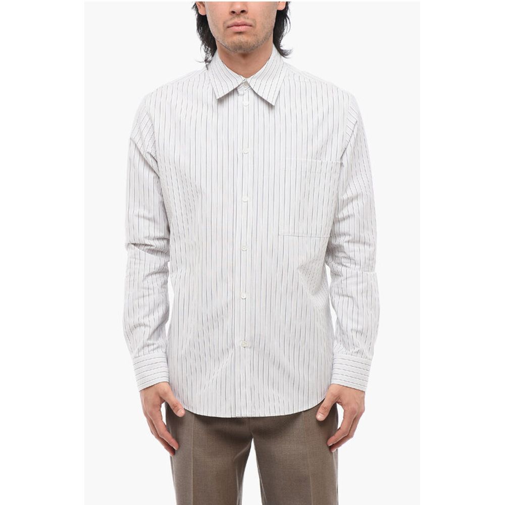 Hairline Cotton Shirt with Breast-pocket