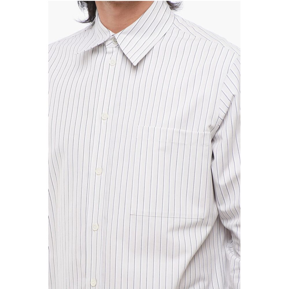 Hairline Cotton Shirt with Breast-pocket