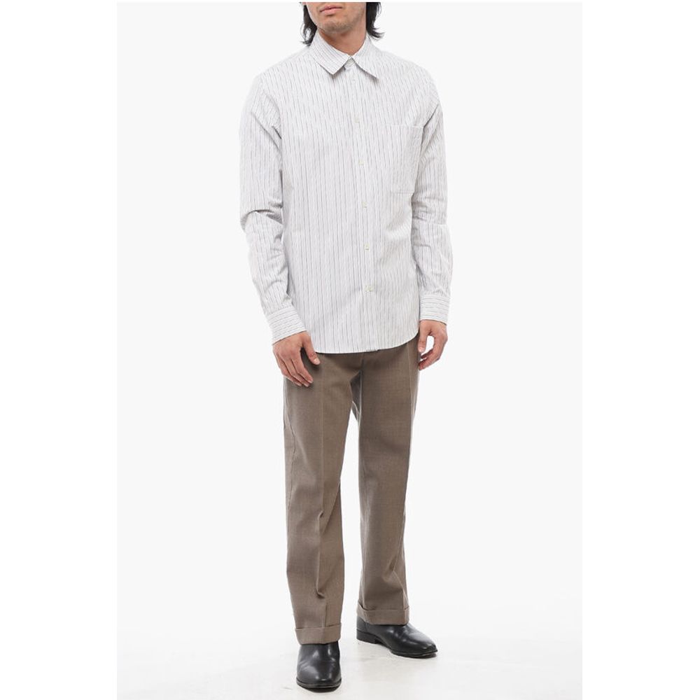 Hairline Cotton Shirt with Breast-pocket