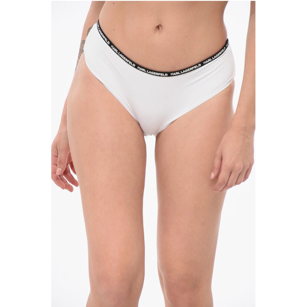 Solid Color Bikini Bottom with Logoed Contrasting Band
