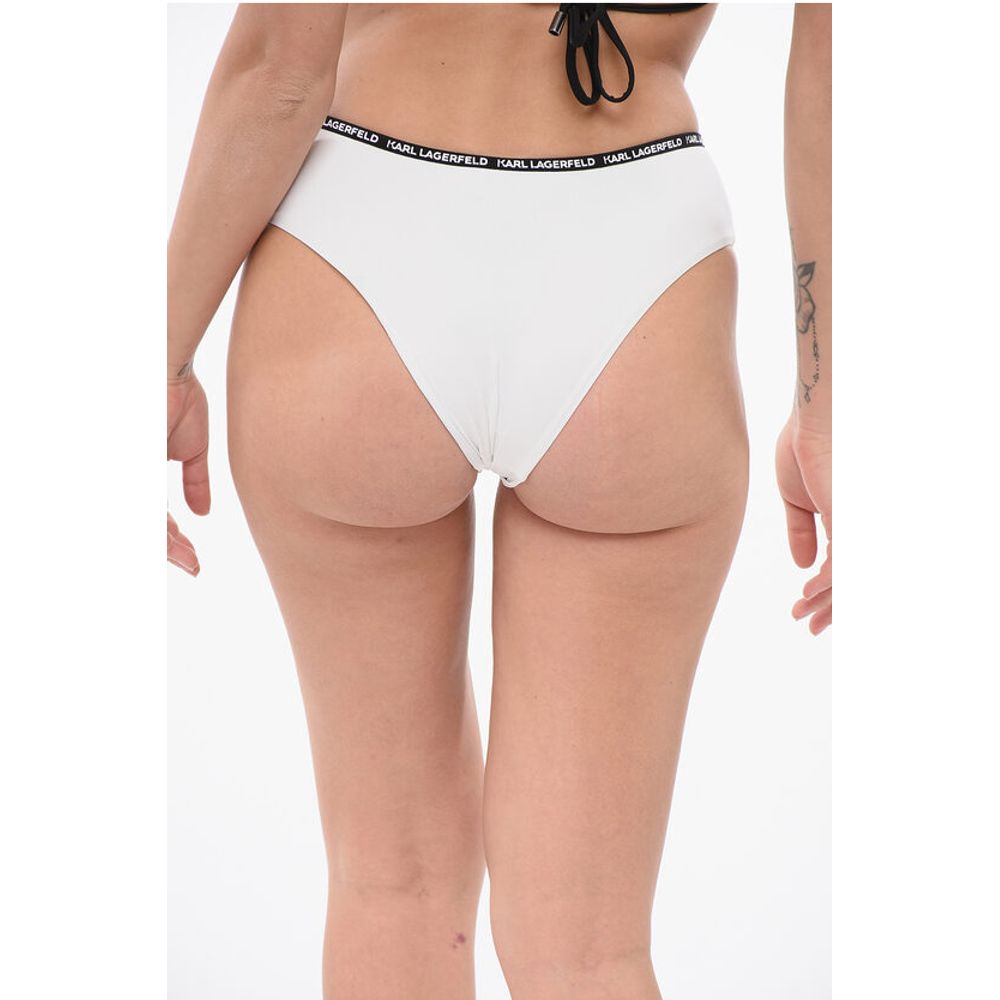 Solid Color Bikini Bottom with Logoed Contrasting Band