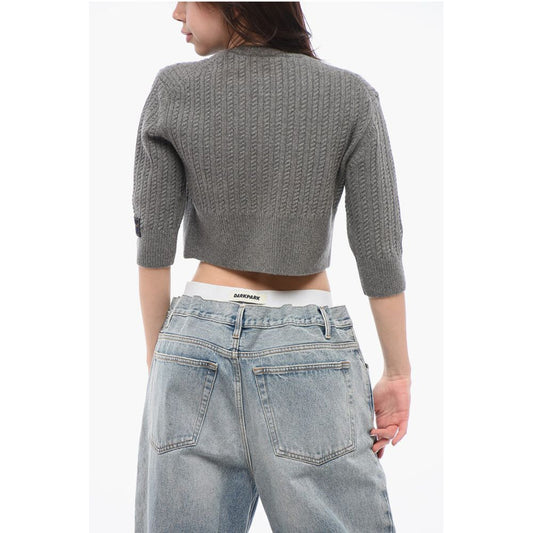 Cable-Knit Wool Cropped Cardigan