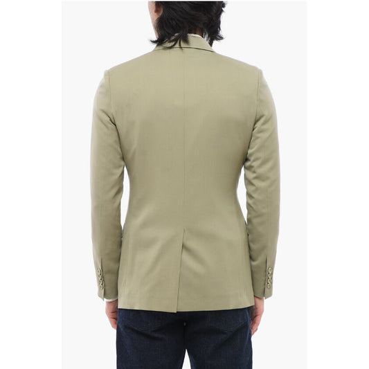 Wool Double Breasted Blazer With Peak Lapel