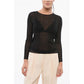 Ribbed Sheer Long Sleeve Top