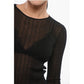 Ribbed Sheer Long Sleeve Top