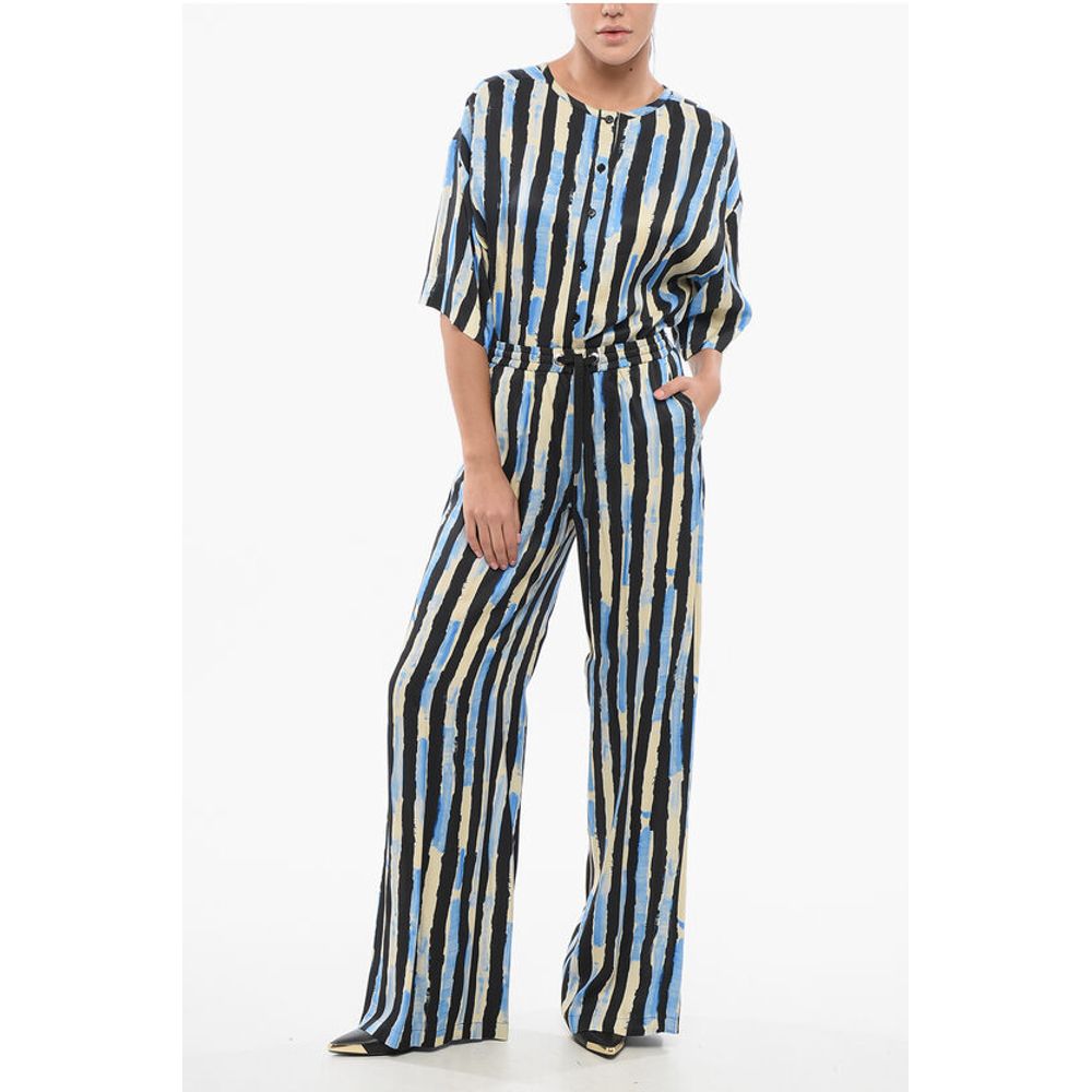 Striped POIROT Pants with Elastic Waistband