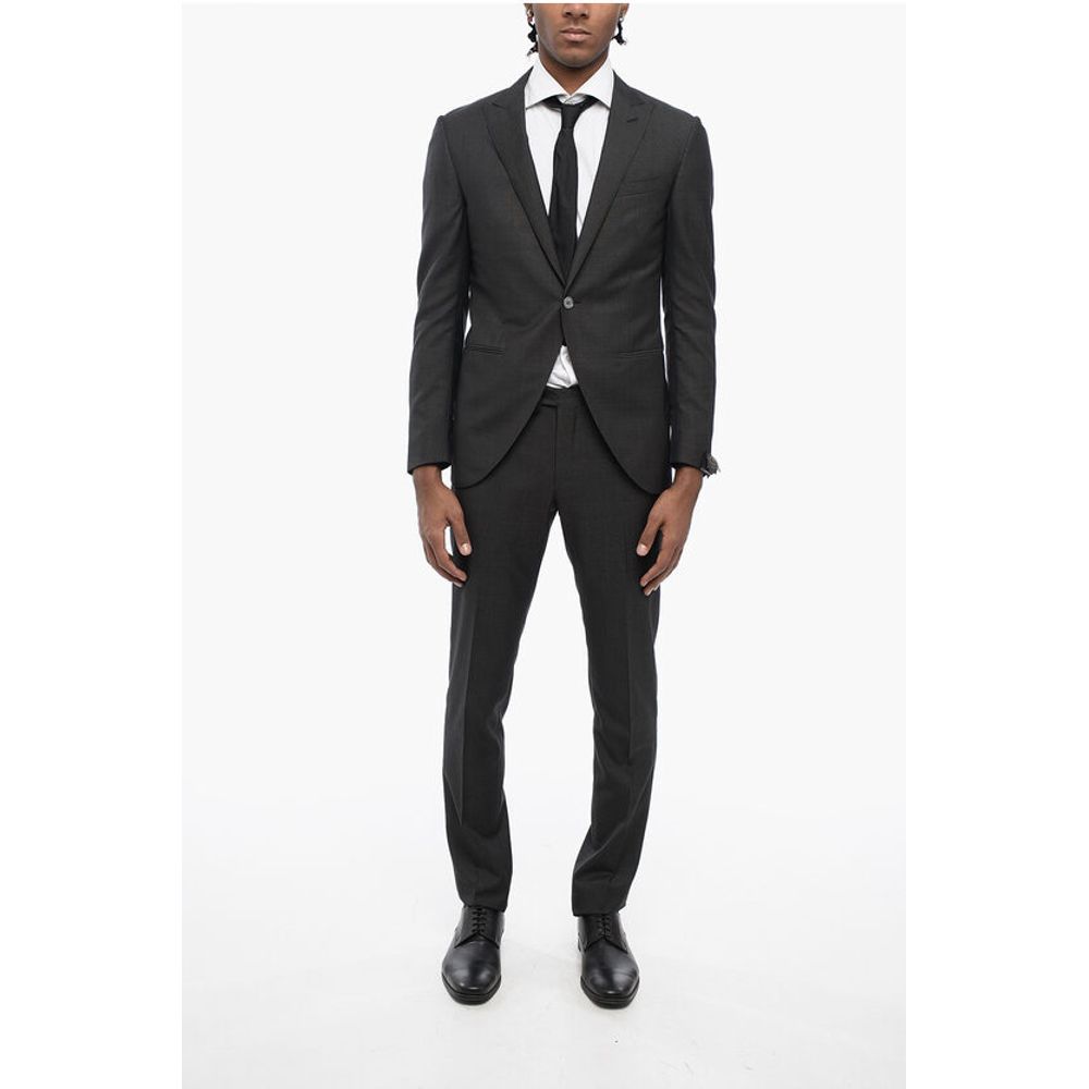 Swiss-Dot CERIM ACADEMY Center Vent Peak Lapel 1-Button Suit