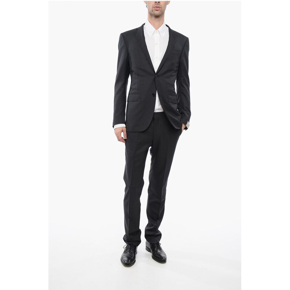 Virgin Wool Side Vents Notch Lapel 2-Button Suit