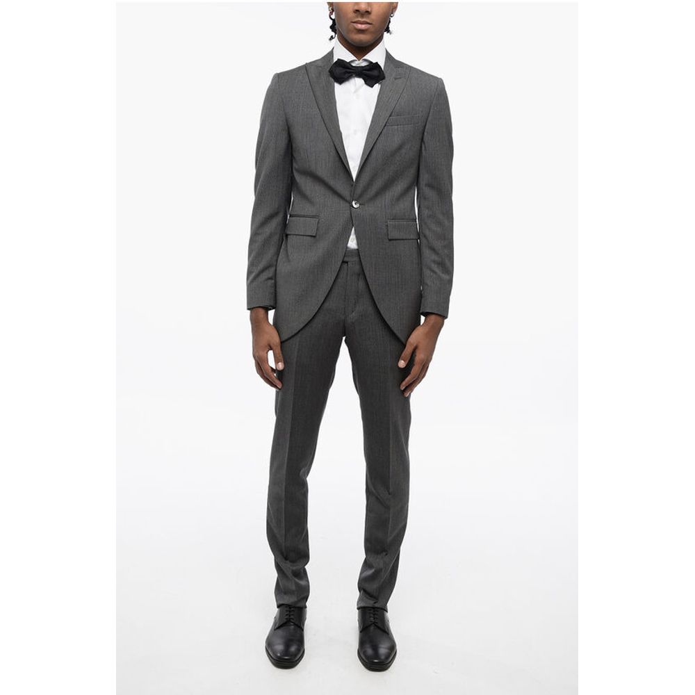CC COLLECTION Pinstriped Center Vent Peak Lapel CERIM.REFINE