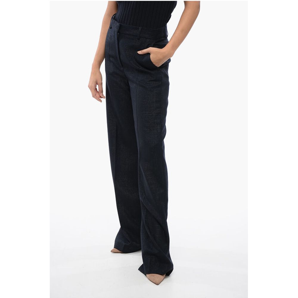 Straight-Fit Pants with Lurex Check Motif