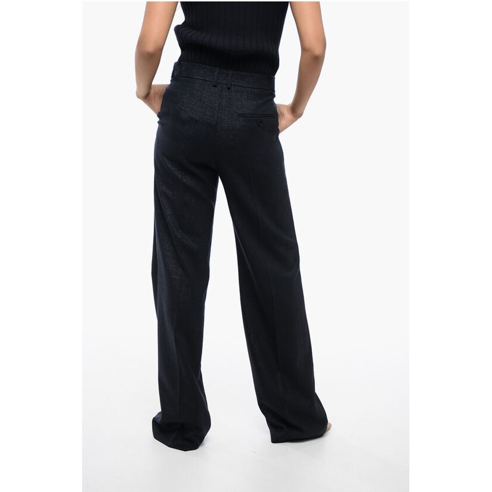 Straight-Fit Pants with Lurex Check Motif