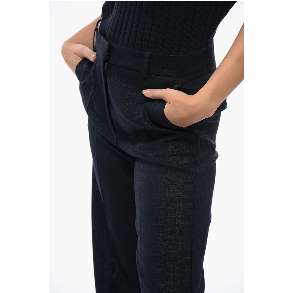 Straight-Fit Pants with Lurex Check Motif