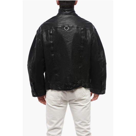 Multipocketed LOOSE WASHED Leather Jacket