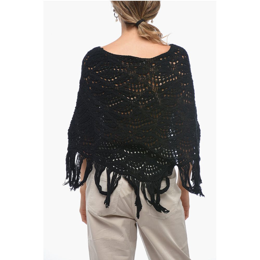 Cotton Crochet Cape with Fringed Bottom