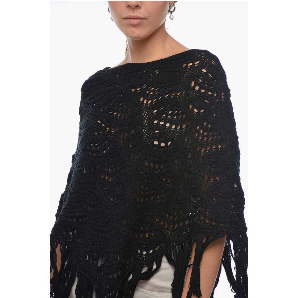 Cotton Crochet Cape with Fringed Bottom