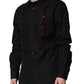 Dolce & Gabbana Black Crystal GOLD Formal Men Dress Shirt