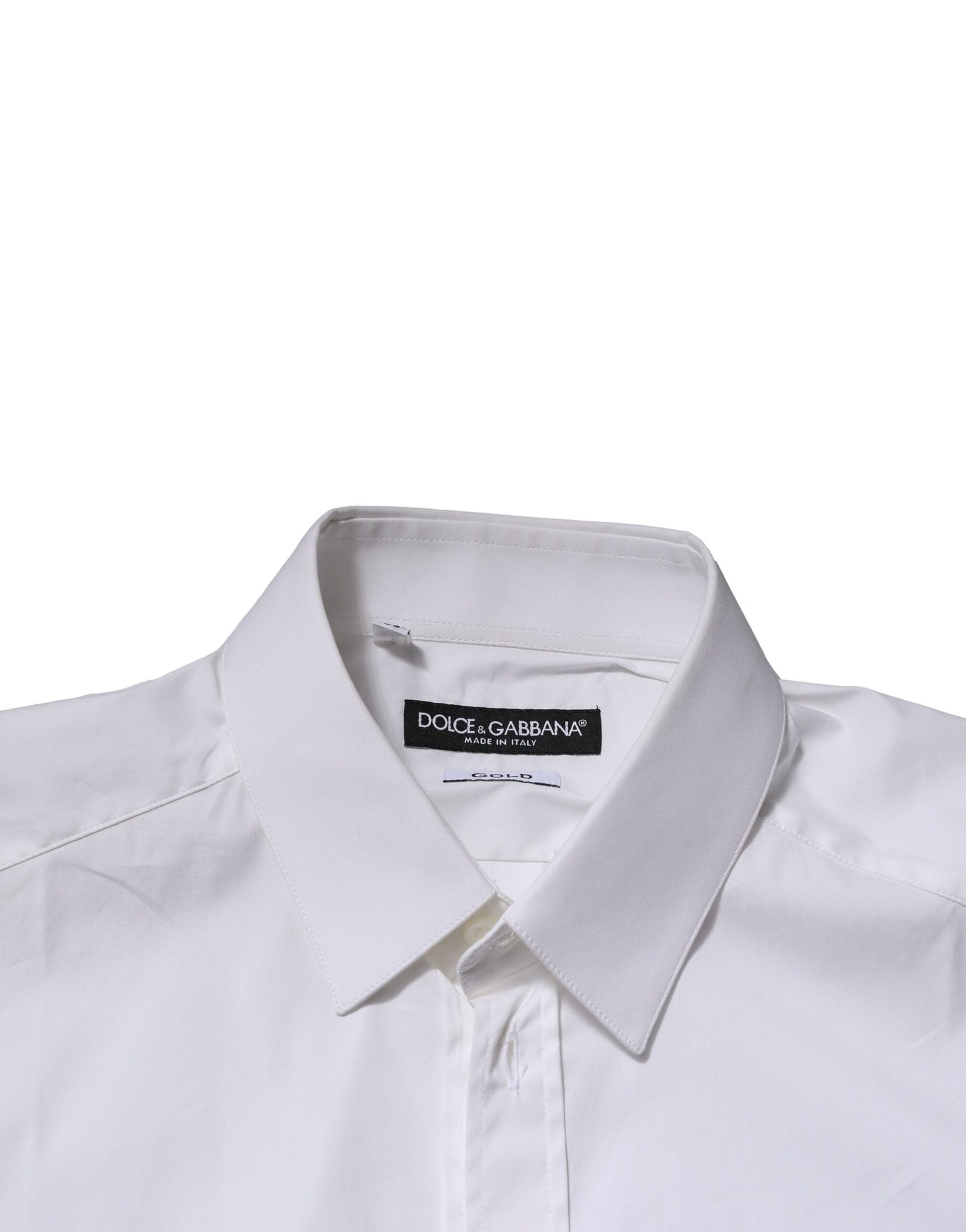 Dolce & Gabbana White GOLD Cotton Men Dress Formal Shirt