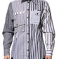 Dolce & Gabbana White Gray Striped Cotton Men Casual Shirt