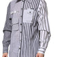 Dolce & Gabbana White Gray Striped Cotton Men Casual Shirt