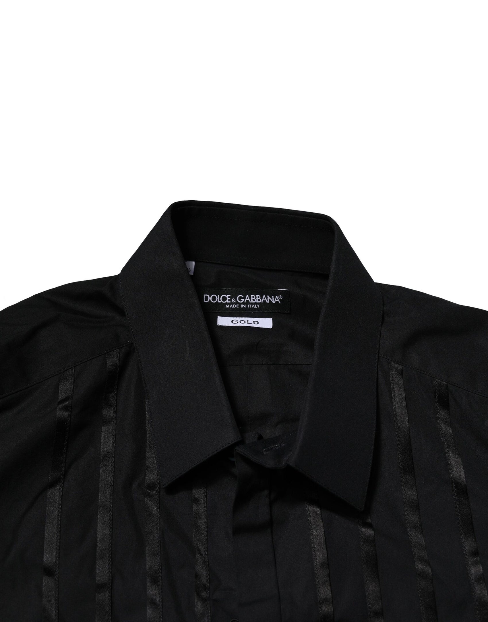 Dolce & Gabbana Black Cotton GOLD Mens Dress Formal Shirt