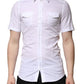 Dolce & Gabbana White Cotton Short Sleeves GOLD Casual Shirt